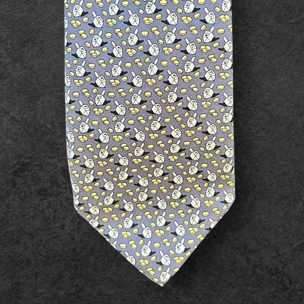 Vineyard Vines Dreidel Gelt Silk Hanukkah Blue Tie